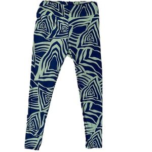 LuLaRoe OS Leggings Mint Pistachio Green/Navy Triangles Geometric Zebra Stripes